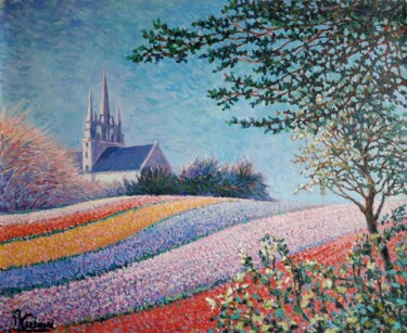 Couleurs des Tulipes et Jacinthes à Tronoën, Bretagne Painting titled "Couleurs des Tulipe…" by Jm Guenard, Original Artwork, Oil