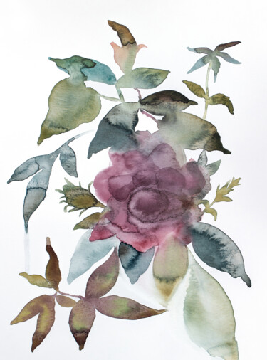 Rose Study No. 79 绘画 标题为“Rose Study No. 79” 由Elizabeth Becker, 原创艺术品, 水彩