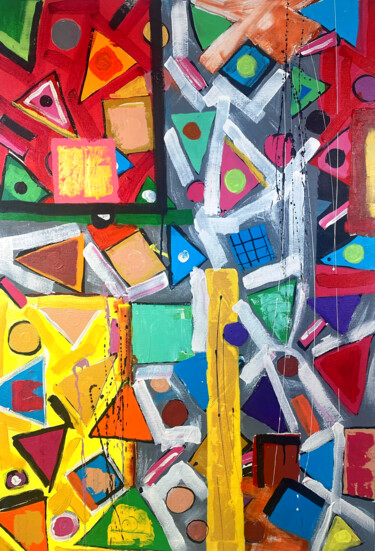 Painting titled "fragile balances" by Didou, Original Artwork, Acrylic Mounted on Wood Stretcher frame