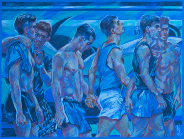 Disegno intitolato "After the game." da Sergey Sovkov, Opera d'arte originale, Matite colorate