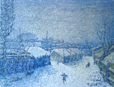 Schilderij getiteld "Winter of 1993" door Nikol Aghababyan, Origineel Kunstwerk, Olie
