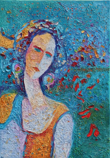 Peinture intitulée "Woman portrait Modi…" par Magdalena Walulik, Œuvre d'art originale, Huile
