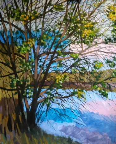 Painting titled ""Dawn over the clif…" by Vyacheslav Kostyuchenko, Original Artwork, Oil