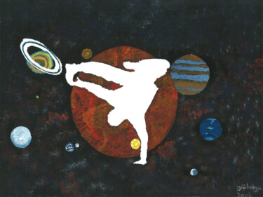 Breakdancing in space 绘画 标题为“Breakdancing in spa…” 由Yeshaya Dank, 原创艺术品, 水彩