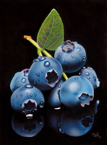 Schilderij getiteld "Blueberry Hill" door Dietrich Moravec, Origineel Kunstwerk, Pastel