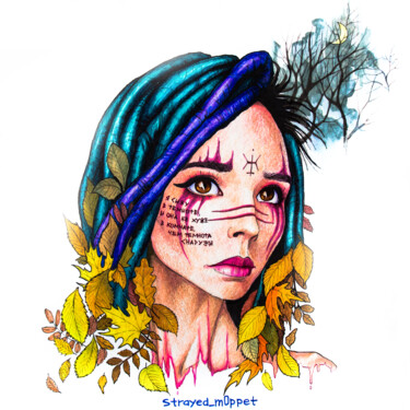 Рисунок под названием "The beauty of decay" - Mark Kucherov, Подлинное произведение искусства, Цветные карандаши
