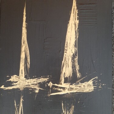Peinture intitulée "voiliers d'or" par Patrice Poidevin, Œuvre d'art originale, Huile