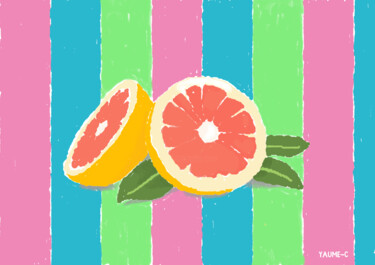 Arts numériques intitulée "Pomelo sur aluminiu…" par Guillaume Chocu (YAUME-C), Œuvre d'art originale, Peinture numérique Mo…