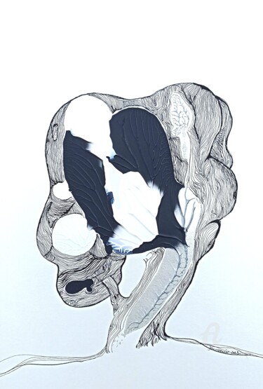 Drawing titled "L'arbre tronc" by Jourcarmin, Original Artwork, Ink