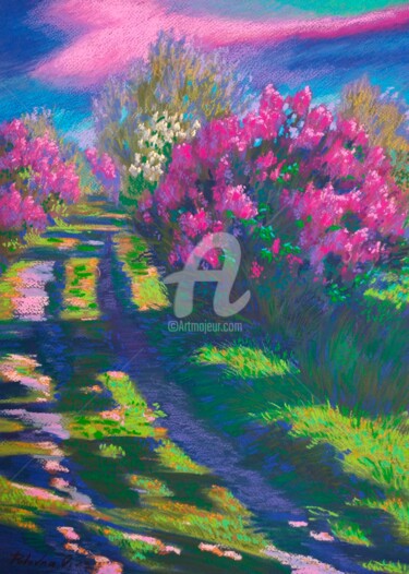 绘画 标题为“Lilas du soir” 由Olena Polovna, 原创艺术品, 粉彩
