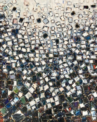 Malerei mit dem Titel "Abstract Squares Oi…" von Vilma Gataveckiene, Original-Kunstwerk, Öl