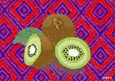 Arts numériques intitulée "Kiwi sur aluminium,…" par Guillaume Chocu (YAUME-C), Œuvre d'art originale, Peinture numérique Mo…