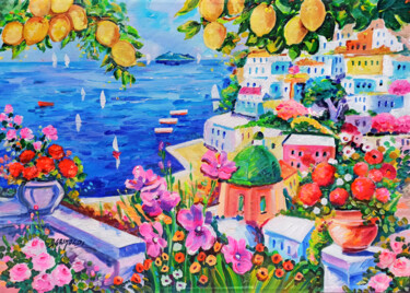 Pittura intitolato "Nature on the coast…" da Alfredo Grimaldi, Opera d'arte originale, Olio Montato su Telaio per barella in…
