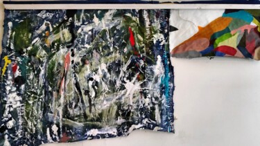 Schilderij getiteld "toile bleu et tasse…" door Thierry Texier, Origineel Kunstwerk, Acryl