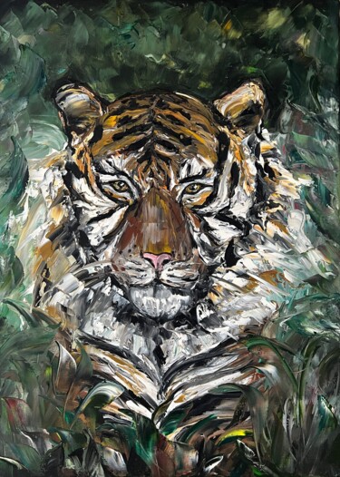 Tiger Painting titled "Tiger" by Daria Sugrobova, Original Artwork, Oil