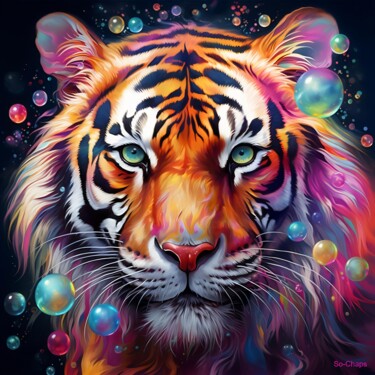 数字艺术 标题为“Tigre N°1” 由Ghislaine Chapuis, 原创艺术品, AI生成的图像
