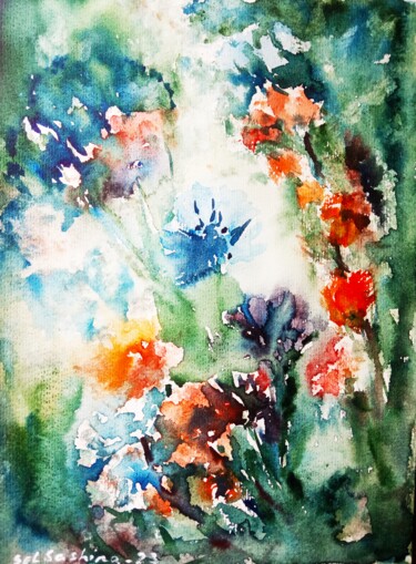 Summer. Morning. Fog 제목이 "Summer. Morning. Fog"인 미술작품 Selena Sashina로, 원작, 수채화