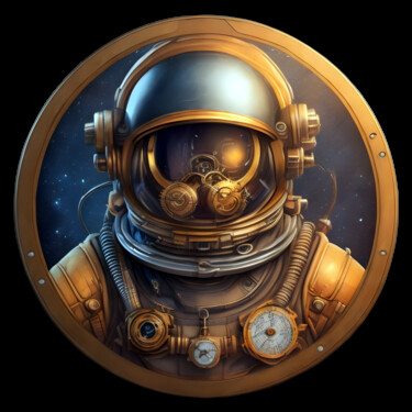 「Astronaut steampunk…」というタイトルのデジタルアーツ Bruno Dujardinによって, オリジナルのアートワーク, AI生成画像