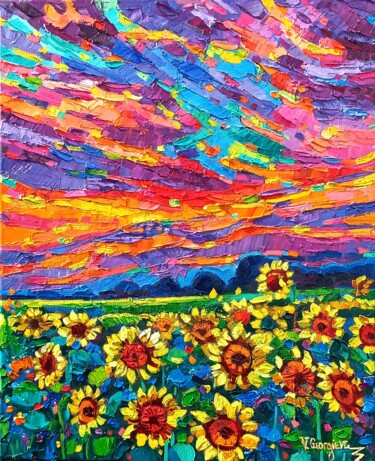 绘画 标题为“Sunny fields” 由Vanya Georgieva, 原创艺术品, 油 安装在木质担架架上