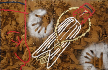 Schilderij getiteld "Unknown Memory" door Xavier Debeerst, Origineel Kunstwerk, Olie Gemonteerd op Frame voor houten brancard