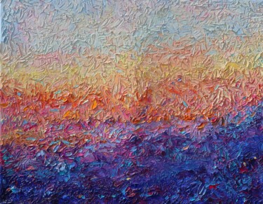 Abstrakcja Morze impasto palette knife textured oils 100 Pintura intitulada "Abstrakcja Morze im…" por Magdalena Walulik, Obras de arte originais, Óleo Montado em Armação em madeira