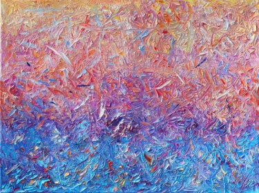 Abstrakcja niebieska impasto palette knife textured 101 Pintura intitulada "Abstrakcja niebiesk…" por Magdalena Walulik, Obras de arte originais, Acrílico Montado em Armação em mad…