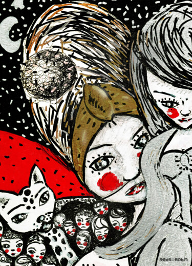 Dessin intitulée "En Chemin..." par Karine Garelli (Reds Robin), Œuvre d'art originale, Marqueur