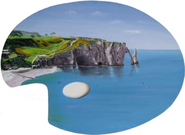 Peinture intitulée "ETRETAT SUR PALETTE" par Jean-Luc Tranchand, Œuvre d'art originale, Huile