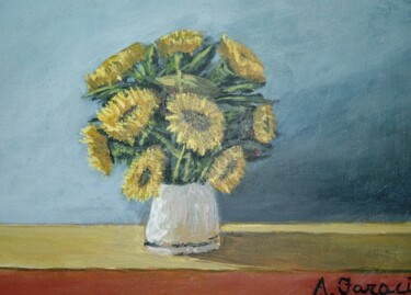 제목이 "Vaso di girasoli"인 미술작품 Angelo Faraci로, 원작, 아크릴