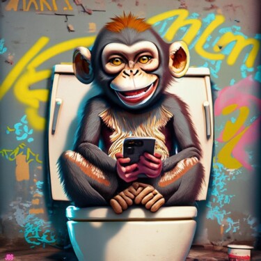 数字艺术 标题为“Toilet Tweets: Ape'…” 由Jérôme De Smet, 原创艺术品, 数字油画