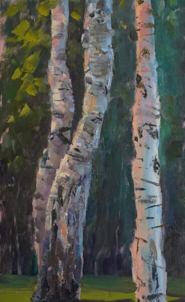 绘画 标题为“Evenings Birches” 由Людмила Кылыч, 原创艺术品, 油