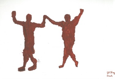 They Dance in Burnt Sienna Painting titled "They Dance in Burnt…" by Yeshaya Dank, Original Artwork, Watercolor