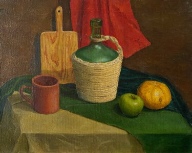 Green Still Life Painting titled "Green Still Life" by Sasha Solomon, Original Artwork, Oil