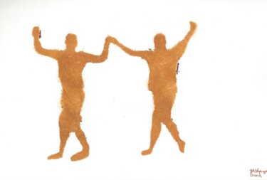 「They Dance in Yello…」というタイトルの絵画 Yeshaya Dankによって, オリジナルのアートワーク, 水彩画