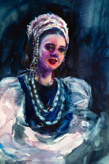 Portrait of a girl in a kokoshnik. Dancer of the Beryozka 绘画 标题为“Portrait of a girl…” 由Виктория Гаман, 原创艺术品, 水彩