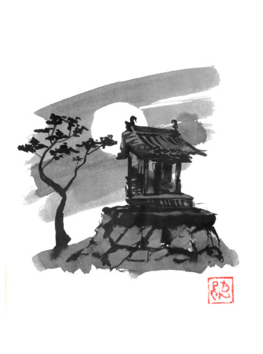 图画 标题为“moon shrine 2023” 由Péchane, 原创艺术品, 水彩