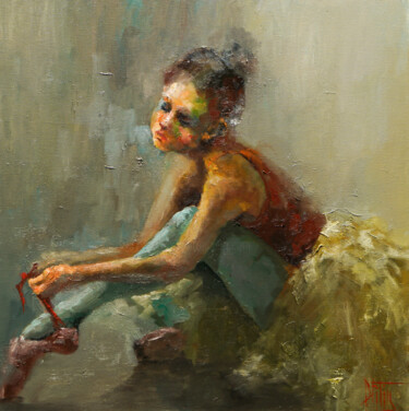 Pintura intitulada "red pointe shoes" por Pavel Filin, Obras de arte originais, Óleo Montado em Armação em madeira