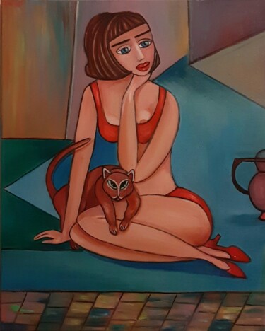 Painting titled "Garden de sécurite" by Olena Blinnikova, Original Artwork, Oil Mounted on Wood Stretcher frame