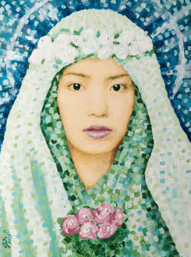 La Inmaculada Esperanza: Series: Saints and Virgins Peinture intitulée "La Inmaculada Esper…" par José Gislero, Œuvre d'art originale, Acrylique
