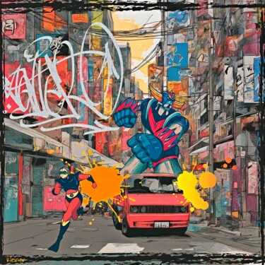 绘画 标题为“Goldorak in tokyo” 由Dominique Kleiner, 原创艺术品, 数字油画