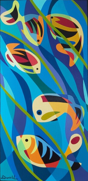 Peinture intitulée "Lagon" par Danielle Braillon (DANIELL), Œuvre d'art originale, Huile