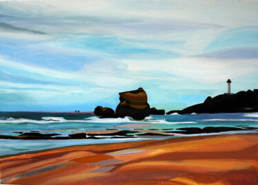 Painting titled "Lighthouse of Biarr…" by Elena Giger, Original Artwork, Acrylic