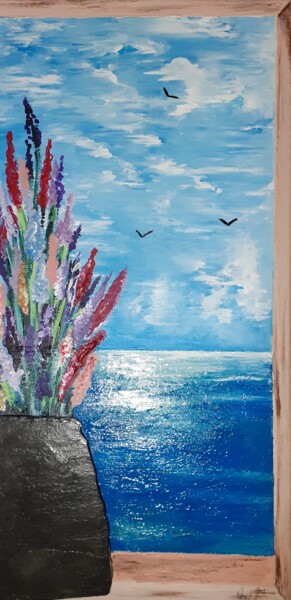 Peinture intitulée "Fenêtre ouverte sur…" par Christelle Carlton, Œuvre d'art originale, Acrylique
