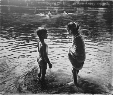 제목이 "Познакомились"인 그림 Mikhail Rudnik로, 원작, 숯