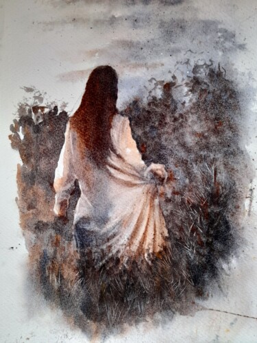 Pintura intitulada "Inanna des champs" por Cedric Brancourt, Obras de arte originais, Aquarela