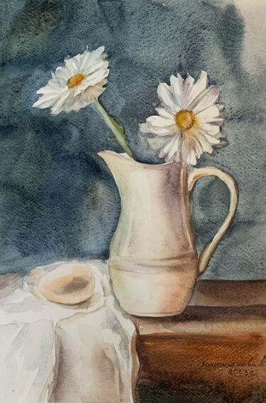 绘画 标题为“White still life 3” 由Daria Kamishanova, 原创艺术品, 水彩