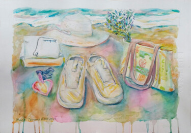 Sunny mood. Series: On the coast with rest 绘画 标题为“Sunny mood. Series:…” 由Tanya Dolya, 原创艺术品, 水彩