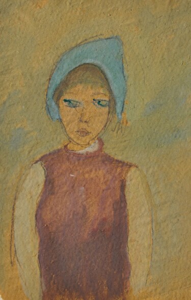 The blue bonnet / La cuffietta blu Painting titled "The blue bonnet / L…" by Tonino Gottarelli, Original Artwork, Tempera