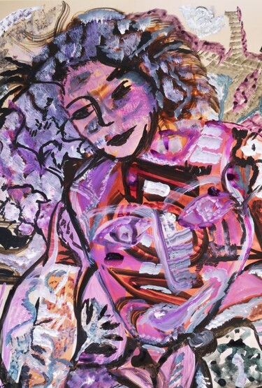 Painting titled "Purple" by Abricodéal Îles, Original Artwork, Acrylic Mounted on Other rigid panel