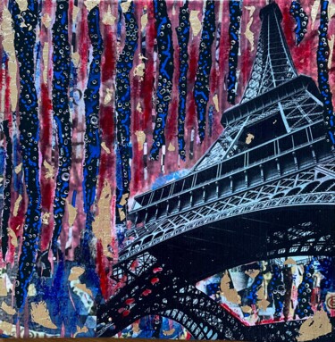 Collages intitulée "Tour Eiffel" par The Collage Quest, Œuvre d'art originale, Collages Monté sur Carton